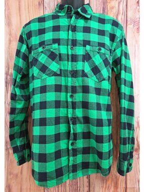Burton Mens Green Plaid Long Sleeve Button-Down Shirt Small
